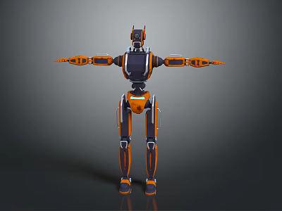 Industrial Robot Orange And Black Mechanical Structure With Extended Arms And Joints 3d model
