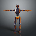 Industrial Robot Orange And Black Mechanical Structure With Extended Arms And Joints