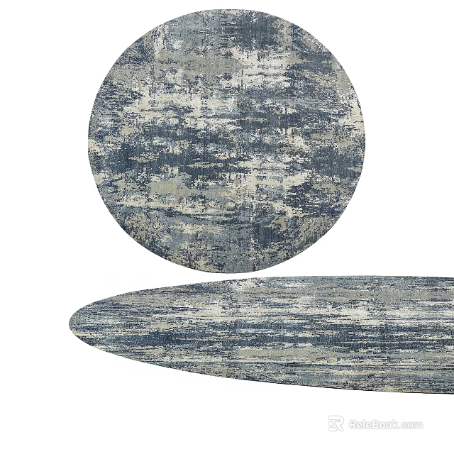 Round Abstract Pattern Rug With Blue Gray Textured Design For Home Decor 3d model