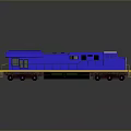 Blue 3D Model Train Locomotive With Cab Wheels And Shiny Surface