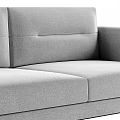 Modern Gray Fabric Sectional Sofa With Upholstered Back Armrests Black Metal Legs 3d model