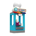 Blue Building Blocks Ice Cream Stand With Colorful Sign White Dome And Ice Cream Model