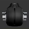 Futuristic Black Motorcycle with Blue Accent Lights Large Wheels and Sleek Aerodynamic Design
