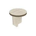Modern Round Top Side Table With Metal Rim And Concrete Column Legs