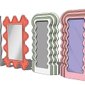 Decorative Mirrors With Unique Frame Designs And Colorful Wavy Edges 3d model