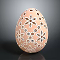 Pink Bird Egg With Intricate Cut Out Flower And Circle Patterns On Shell Design 3d model