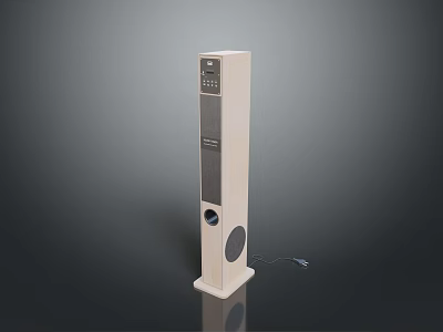 Modern White Vertical Computer Speaker With Control Panel And Desktop Connectivity 3d model