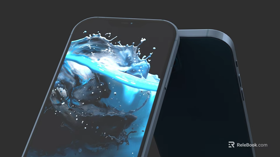 Modern Smartphone With Dynamic Water Ripple Visual Display On Screen 3d model 