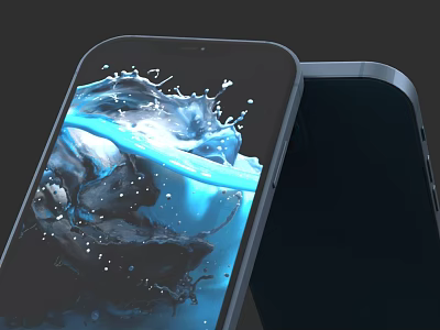 Modern Smartphone With Dynamic Water Ripple Visual Display On Screen 3d model