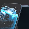 Modern Smartphone With Dynamic Water Ripple Visual Display On Screen 3d model