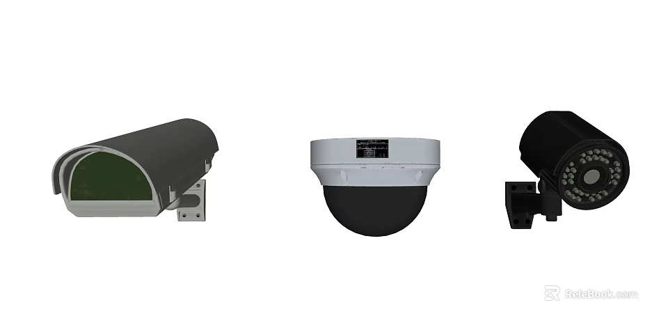 Projection Monitoring Systems Featuring Dome Bullet And PTZ Surveillance Cameras for Security 3d model 