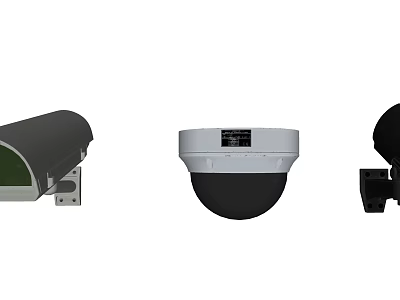 Projection Monitoring Systems Featuring Dome Bullet And PTZ Surveillance Cameras for Security 3d model