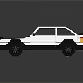 Black And White Low Poly Style Car 3D Model With Simple Design