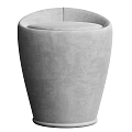 Sleek Modern Gray Fabric Sofa Stool With Curved Design And Comfortable Seat