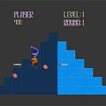 Space Mission Player Level 1 Exploring Blue Cosmic Pyramid With Red Planets And High Score
