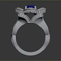 Elegant Blue Gemstone Ring With Diamond Accents And Floral Design Setting 3d model