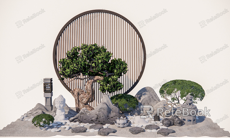 New Chinese style landscape sketch rockery waterscape dry landscape rockery stone lamp stone model