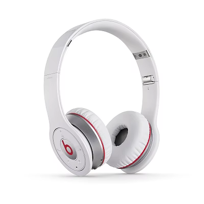 White Over Ear Headphones With Red Accents And Comfortable Stereo Sound Design 3d model