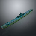 Sleek Teal Gradient Submarine Model With Conning Tower On Dark Background