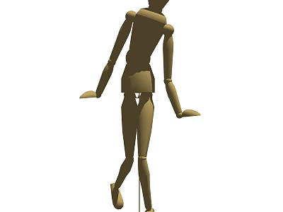 Wooden Jointed Human Doll Figure For Art Drawing And Posable 3d model