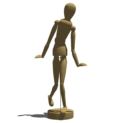 Wooden Jointed Human Doll Figure For Art Drawing And Posable 3d model