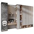 Solid Wood Children's Wardrobe Bookcase Locker 3d model