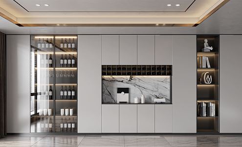 Modern Wine Cabinet Wine Cabinet Background Wall 3d model