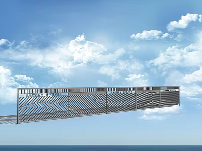 Modern Metal Fence with Herringbone Pattern for Stylish Coastal Outdoor Spaces 3d model