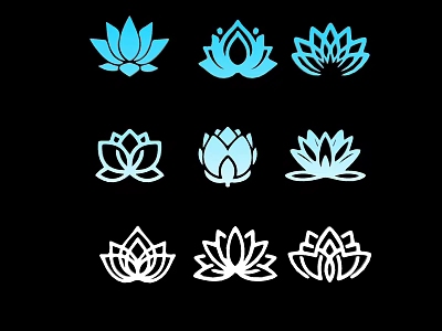 Black Wall Decorated With Blue And White Lotus Patterns In Various Designs 3d model