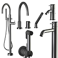 Shower Faucet System with Handheld Showerhead Rain Shower Arm Control Knobs and Flexible Hose 3d model