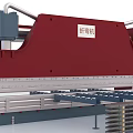 Industrial Hydraulic Bending Machine With Red Metal Structure Supporting Components And Metal Plates