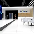 DAHAI New Energy Photovoltaic Exhibition Booth With Blue Wave Background And Solar Panels