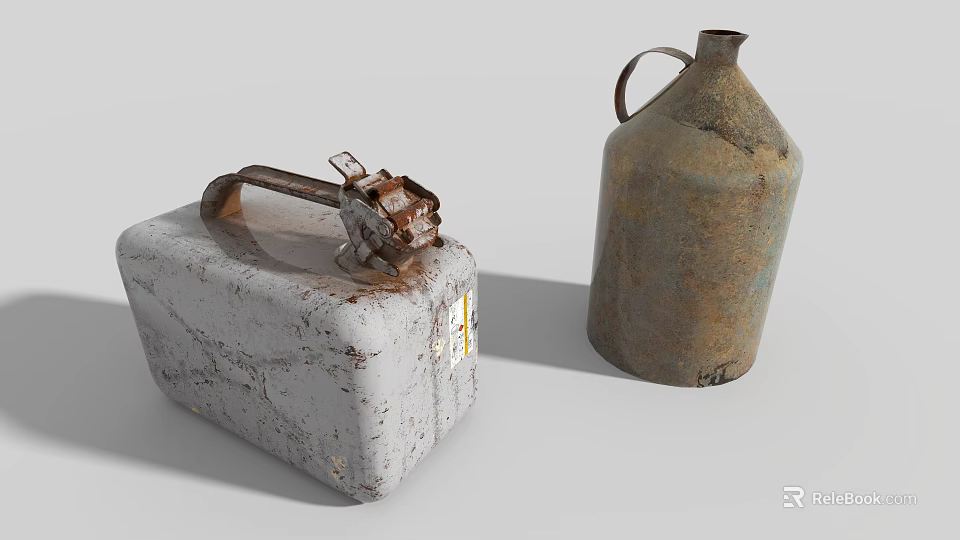 Old Rusty Gas Can And Jug As Vintage Household Items 3d model 