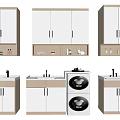 Modern Bathroom Cabinet With Sink Washing Machine And Storage Design 3d model