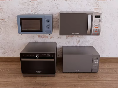 Modern Kitchen Appliances With Microwaves And Ovens In Various Styles And Colors 3d model