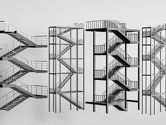 Modern Outdoor Stairs Steel Frame Stairs Fire Stairs External Stairs Steel Structure Stairs 3d model