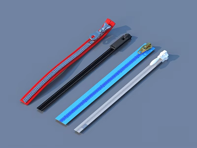 Various Colored Zippers As Practical Household Items For Daily Use 3d model
