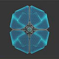 Futuristic Glowing Blue Weapon With Polygonal Design Central Metallic Core And Shining Panels