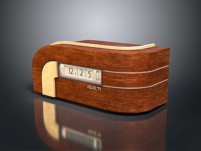 Elegant Wooden Reception Desk With Gold Accents For Modern Office Lobby Area 3d model