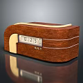 Elegant Wooden Reception Desk With Gold Accents For Modern Office Lobby Area