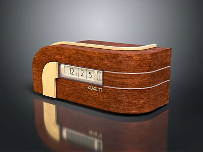 Elegant Wooden Reception Desk With Gold Accents For Modern Office Lobby Area 3d model