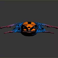Vibrant Reptile With Orange Blue And Pink Patterned Body On Dark Background