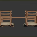 Wooden Dining Table Set With Four Chairs Padded Seats And Slatted Backrests For Home Dining