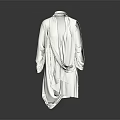 White Robe with Drapped Folds Stand Collar Long Sleeves on Gray Gradient Reflective Surface