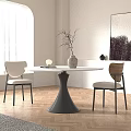 Modern White Table and Chair Set with Black Base Two Light and Wooden Backrest Chairs