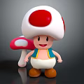Cartoon Mushroom Character With Red Spotted White Cap And Small Pink Mushroom Friend