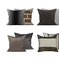 Modern Decorative Throw Pillows With Various Patterns And Textured Fabrics For Home Decor 3d model