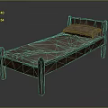 Rustic Wooden Bed Frame With Simple Design Mattress And Single Pillow