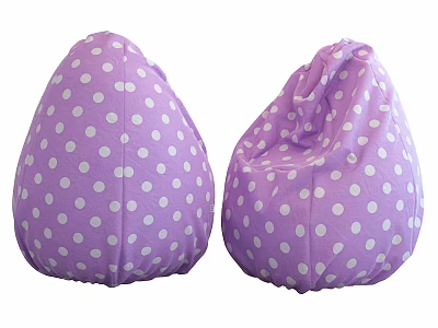 Two Cozy Purple Bean Bag Chairs With White Polka Dots Design 3d model