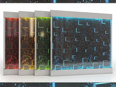 Colorful Modern Wall Decor With Square Hollow Patterns And Multiple Panels 3d model